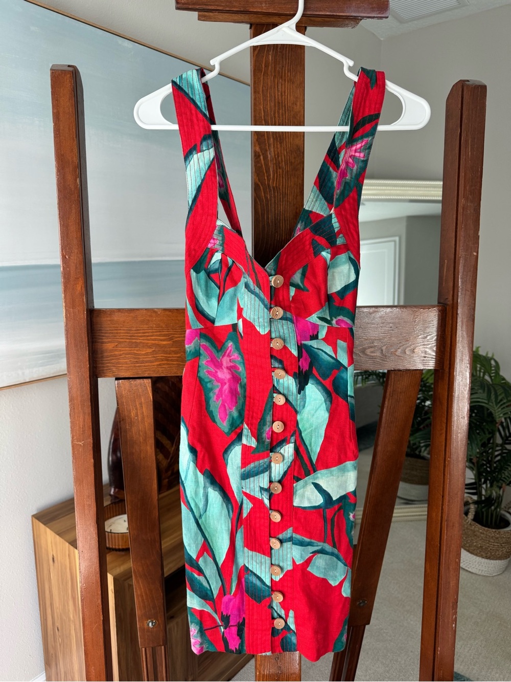 Farm Rio Red Tropical Print Sundress with Crisscross Back - Picture 3 of 6